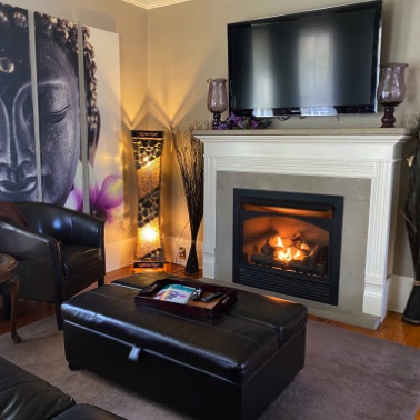Large gas fireplace